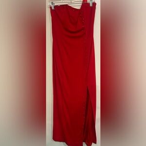 VTG Niki Livas Beaded Leg Slit Formal Wedding Long  Gown Size 10 Strapless